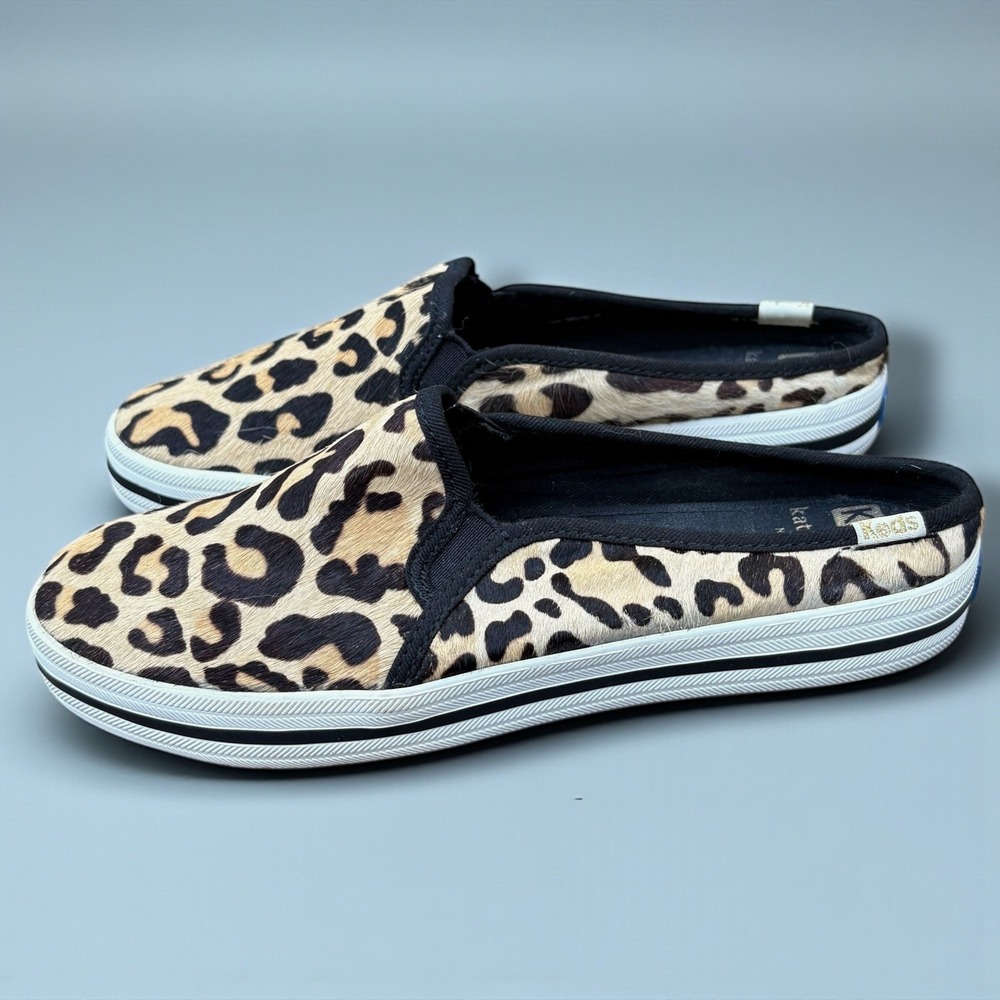 Kate Spade Keds Leopard Print Calf Hair Double Decker Mule Sneakers Women